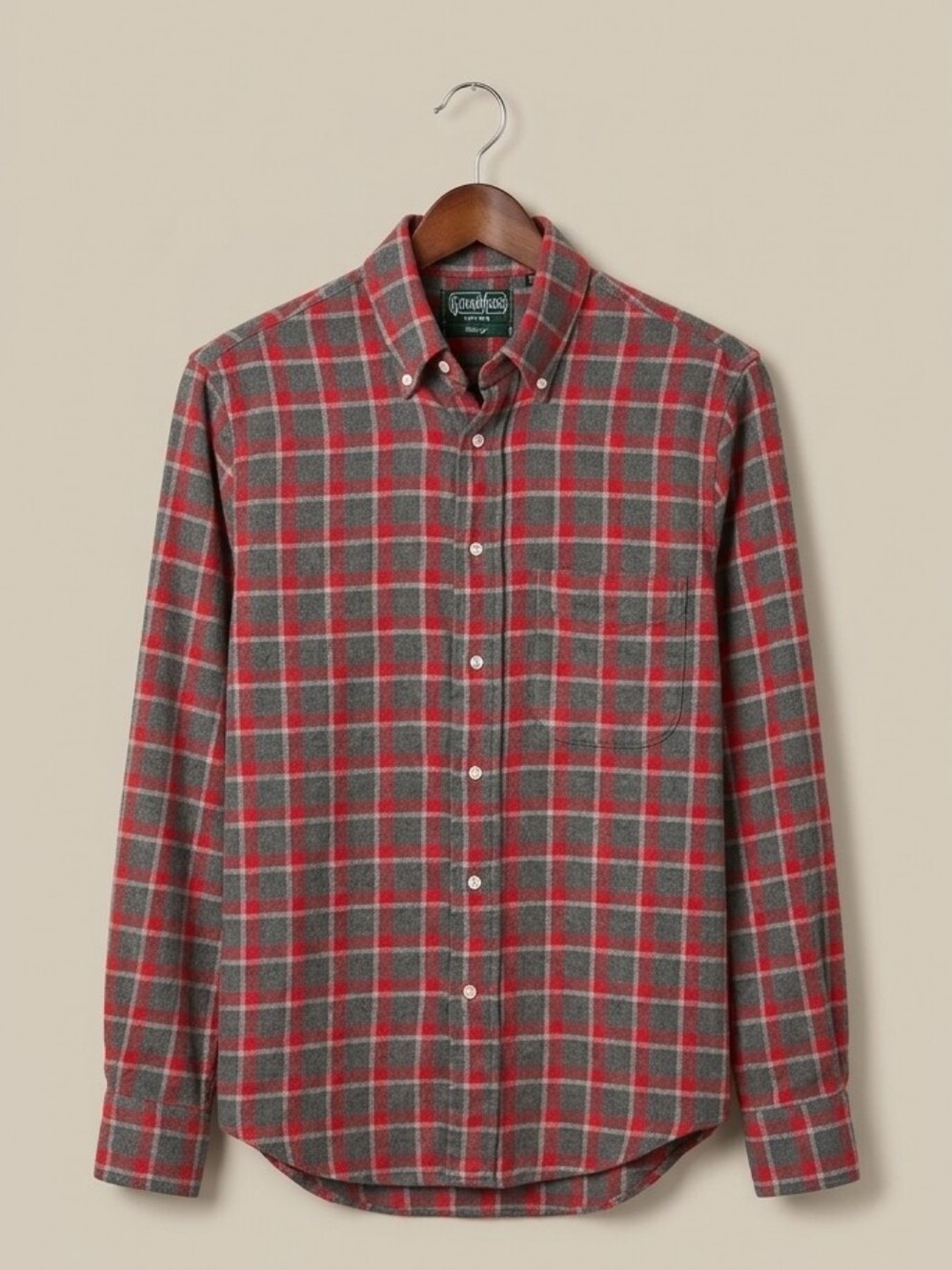 Gitman Bros. Vintage Red and Gray Plaid Long-Sleeve Button-Down Shirt
